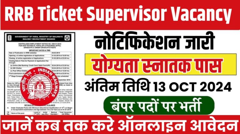 RRB Ticket Supervisor Vacancy 2024